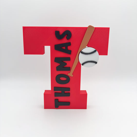 Baseball | 3D Print Initial Name Sign