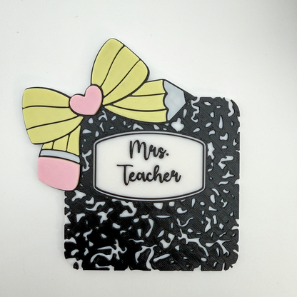 Composition Notebook Teacher Pencil Holder | 3D Printed