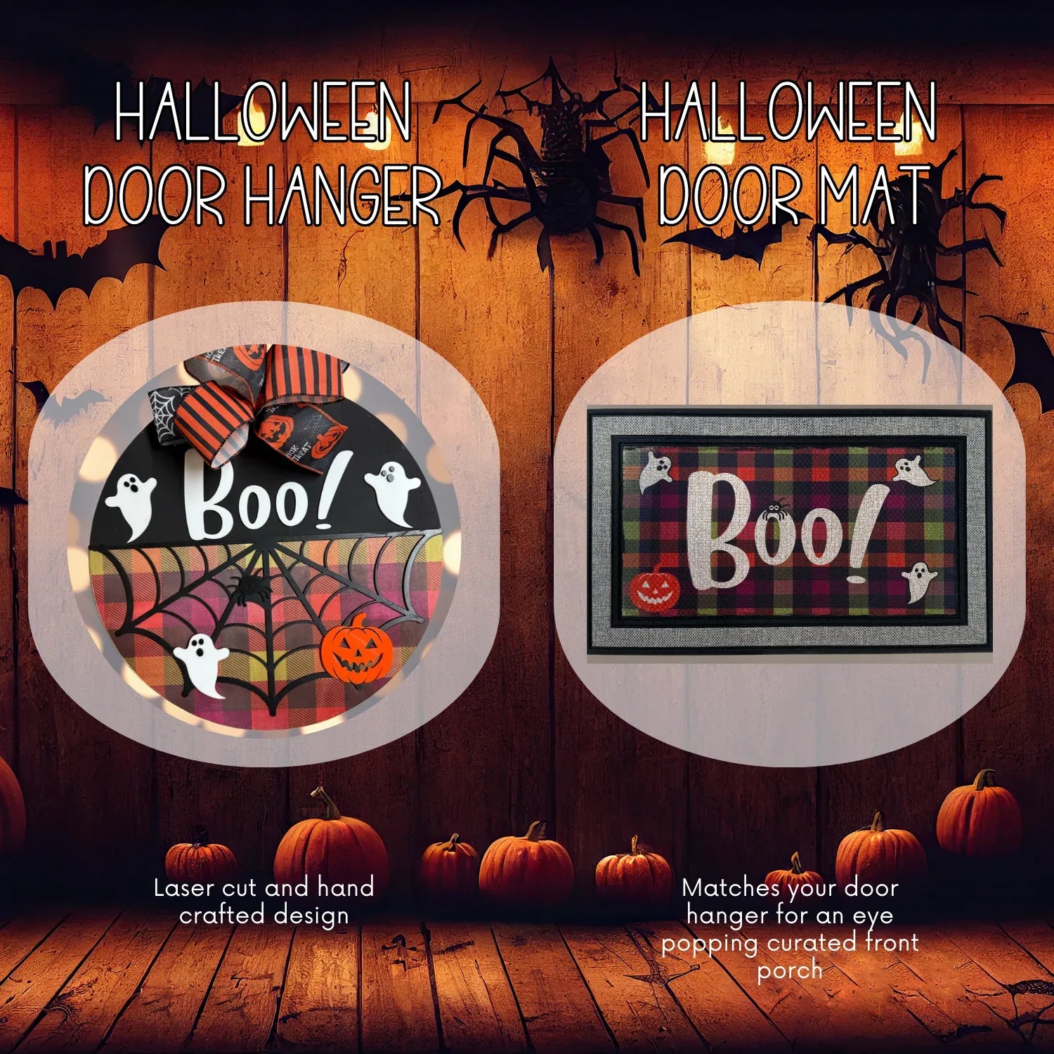 Halloween Door Hanger and Doormat Bundle - kustomizables