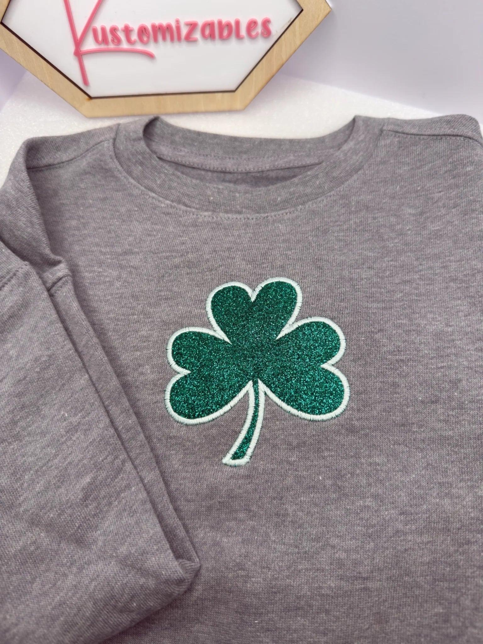 St Patricks Shamrock Glitter Applique - kustomizables