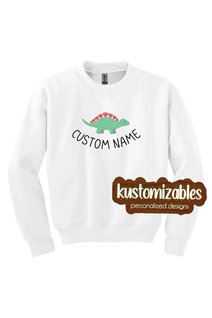 Dino Valentine Youth Sweatshirt - Embroidered - kustomizables