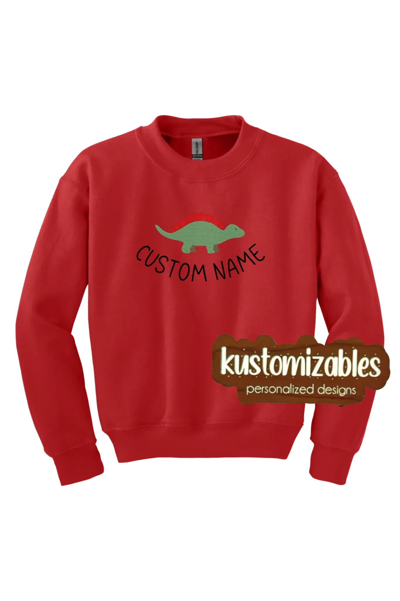 Dino Valentine Youth Sweatshirt - Embroidered - kustomizables