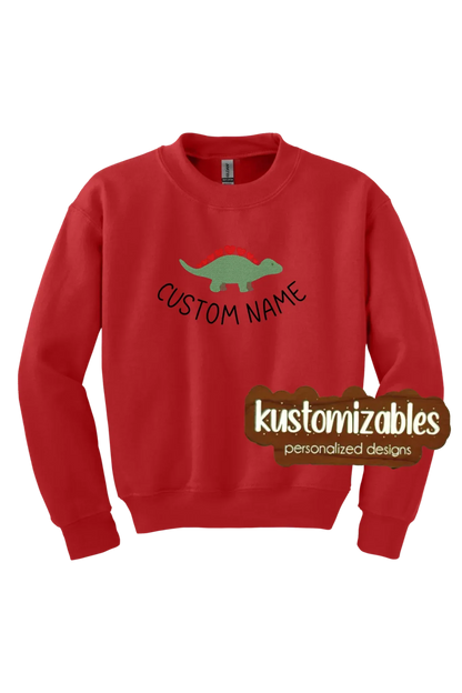 Dino Valentine Youth Sweatshirt - Embroidered - kustomizables