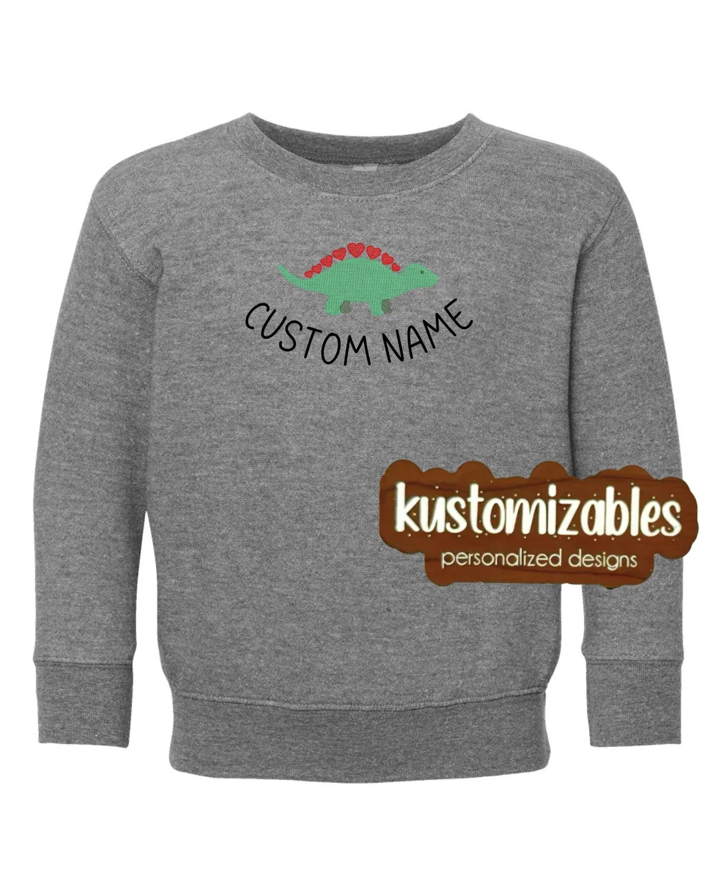 Dino Valentine Toddler Sweatshirt - Embroidered - kustomizables