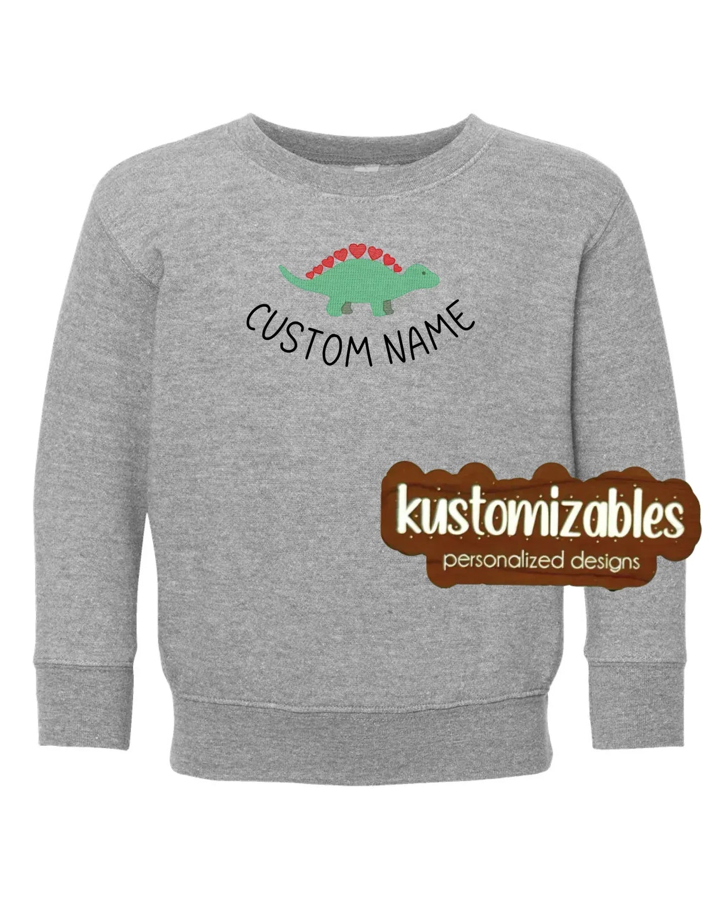 Dino Valentine Toddler Sweatshirt - Embroidered - kustomizables