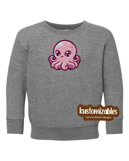 Octopus Toddler Sweatshirt - Embroidered - kustomizables