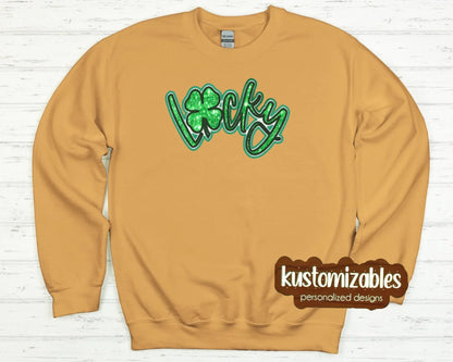 St Patricks LUCKY Double Glitter Applique - kustomizables