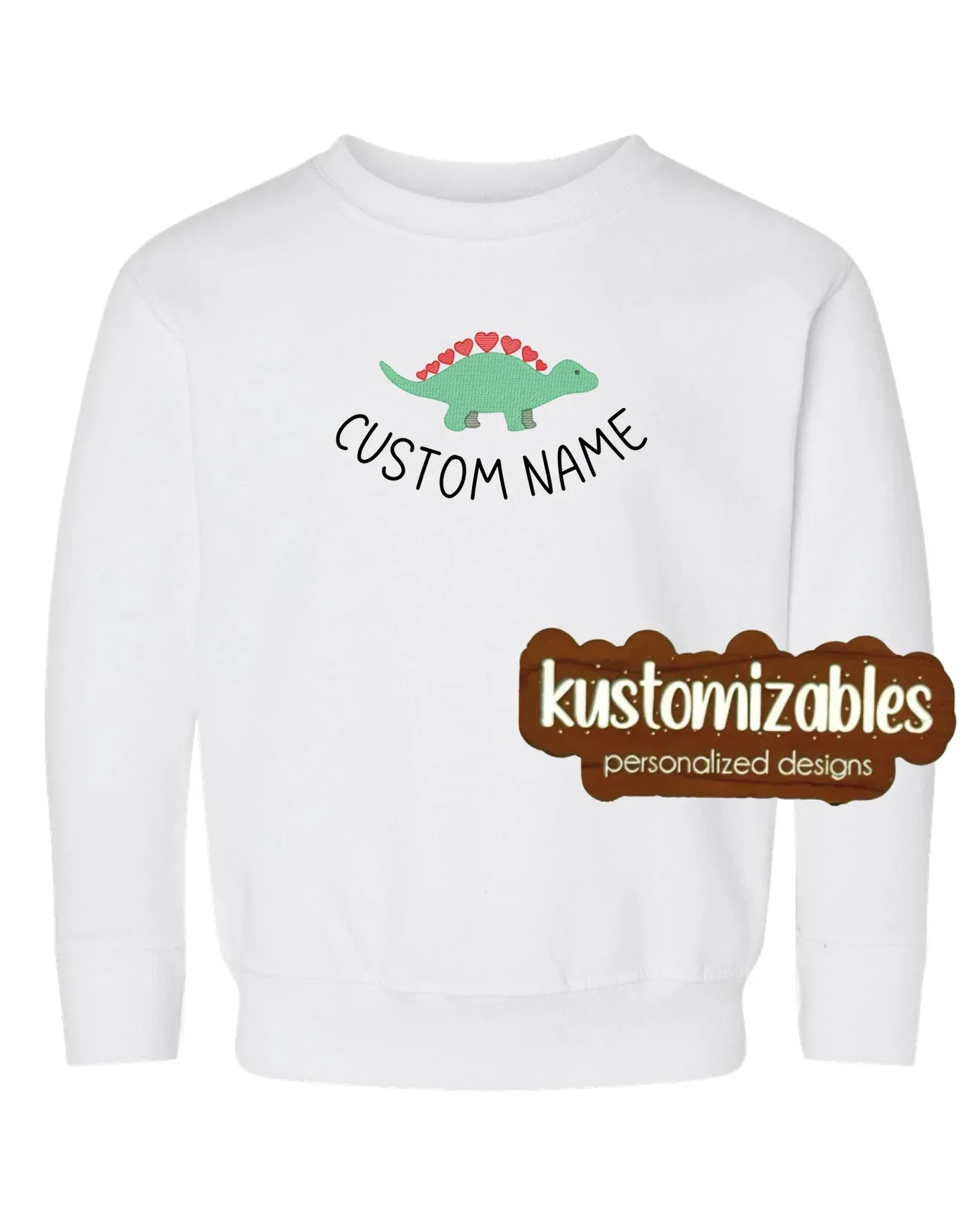Dino Valentine Toddler Sweatshirt - Embroidered - kustomizables