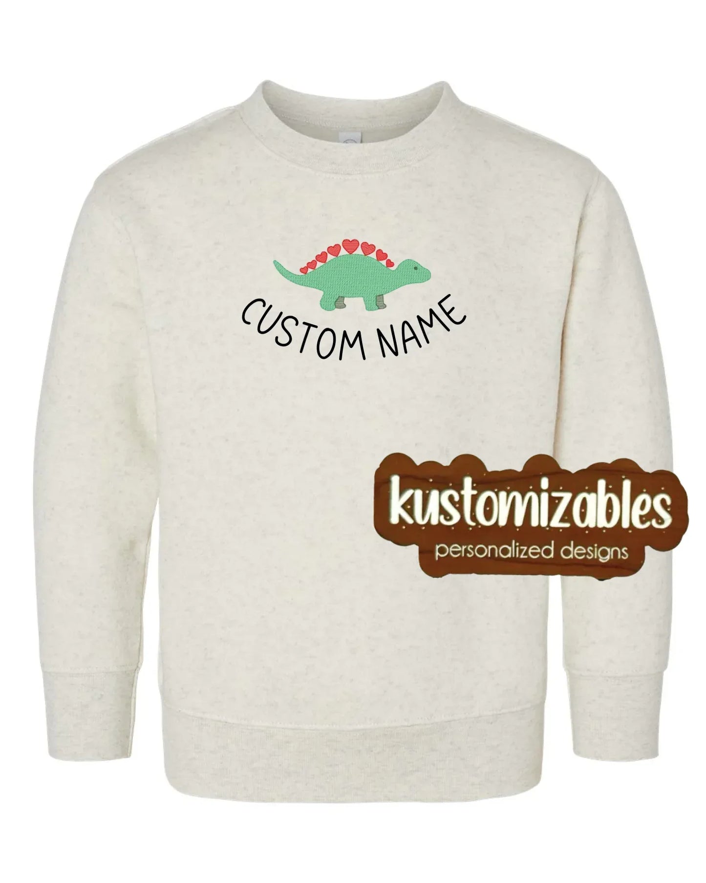 Dino Valentine Toddler Sweatshirt - Embroidered - kustomizables