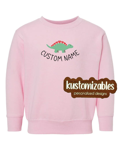 Dino Valentine Toddler Sweatshirt - Embroidered - kustomizables