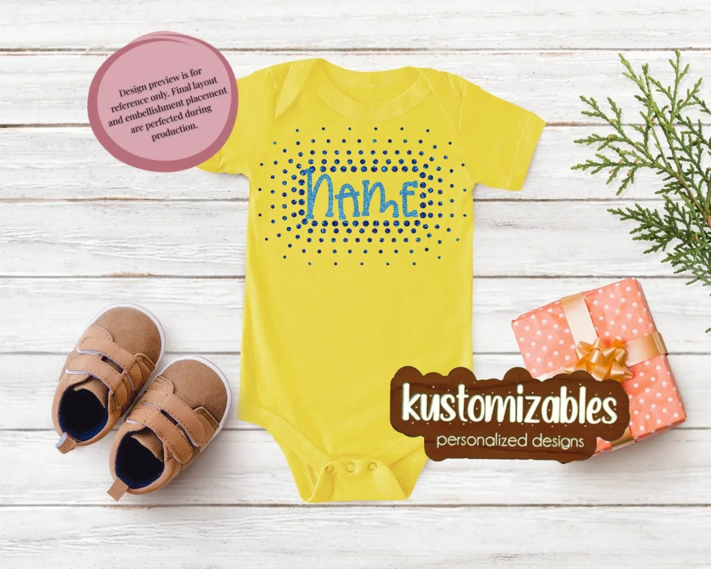 NB - 24M Glitter Starburst Offset Onesie - kustomizables