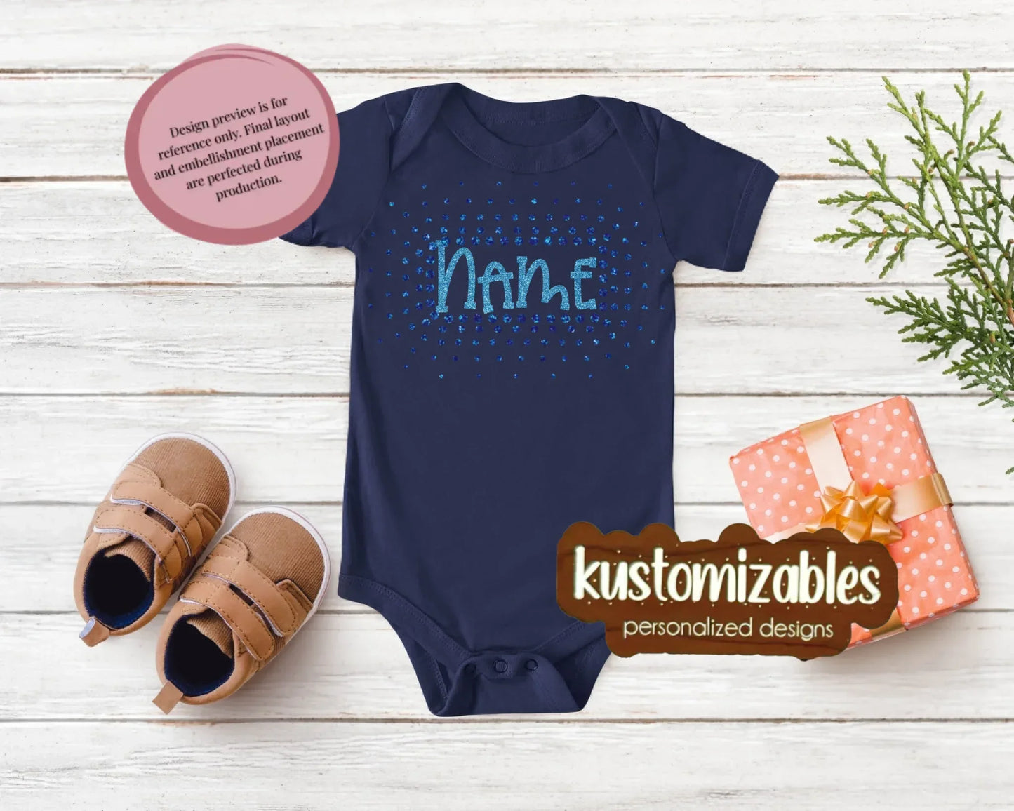 NB - 24M Glitter Starburst Offset Onesie - kustomizables