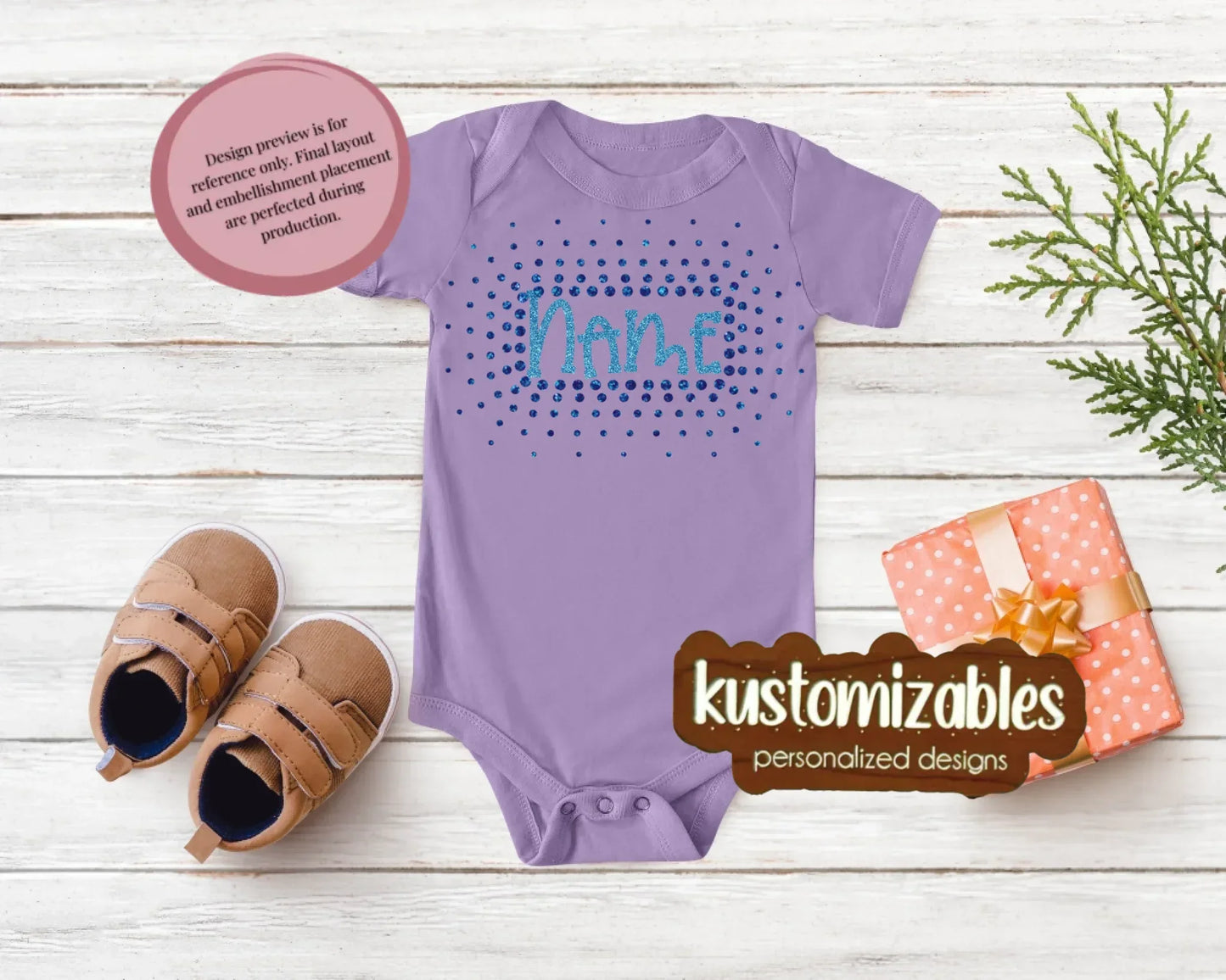 NB - 24M Glitter Starburst Offset Onesie - kustomizables