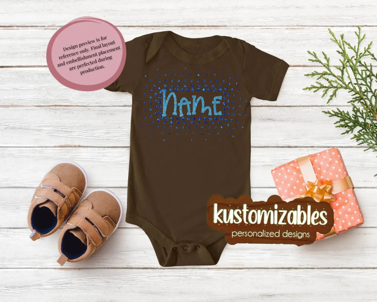NB - 24M Glitter Starburst Offset Onesie - kustomizables